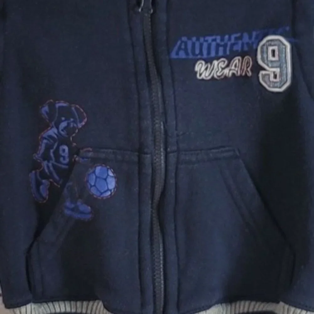 Boyz Wear by Nannette Varsity Jacket Blue Size 18M Hood Full Zip 2 in 1 Vest